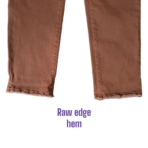 Democracy AB Solution Jeans 6 Tan Skinny Stretch Straight Ankle Length Raw Hem. - Picture 8 of 16